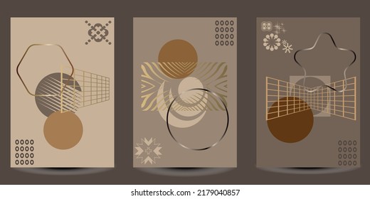 Warm tone geometric abstract art background with different shapes for wall decoration, postcard or brochure cover design. vector illustration design