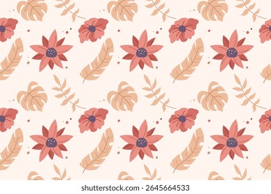 Warm Tone Seamless Botanical Pattern for Fall Season