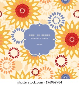 Warm vibrant floral abstract frame seamless pattern background