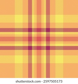 Warm, vibrant plaid pattern in sunset hues.  Perfect for textile designs, website backgrounds, or autumnal themed projects.  This seamless texture offers a cheerful, inviting aesthetic.