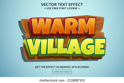 Warm village 3D editable text effect template