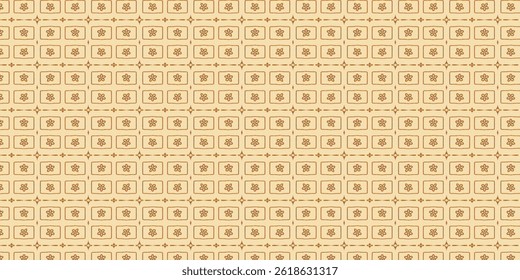 Warm Vintage Floral Seamless Pattern on Yellow Beige Background
