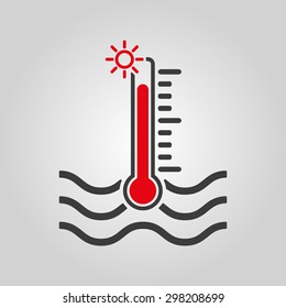 The warm water temperature icon. Hot liquid symbol. Flat Vector illustration
