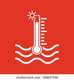The warm water temperature icon. Hot liquid symbol. Flat Vector illustration