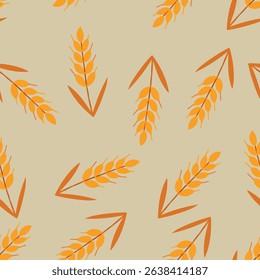 Warm Wheat and Barley Seamless Pattern