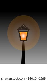 Warm white pole lamp isolated on black and gray background