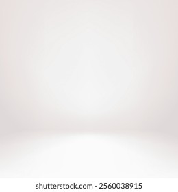 Warm white room background. 3d vector winter studio display podium. Light grey color winter gradient bg. Product table shelf. Clean aesthetic photo shoot backdrop. Realistic snow color stage scene