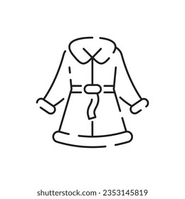 Warm Winter or autumn clothes line icon. Jacket outerwear vector. Denim jacket outerwear female or man sign