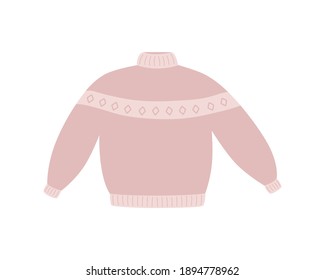 Invierno cálido y suéter de lana otoñal en tonos escandinavos pastel. Ilustración vectorial en un estilo plano de moda, un elemento para el diseño de invierno y Navidad