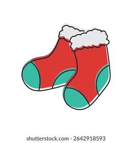 Warm winter baby booties. Vector illustration