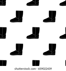 Warm winter blue ugg boots. Comfortable winter shoes for everyday wear .Different shoes single icon in black pattern vector symbol stock illustration.