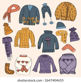 Warm Winter Clothing Graphic Elements Collection