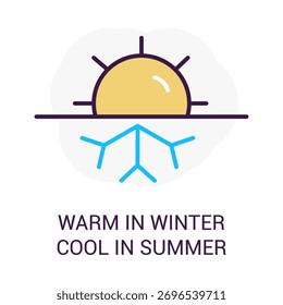 Warm in Winter Cool in Summer Icon Vector Editable Stroke