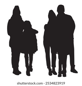 warm winter dress winter people silhouette