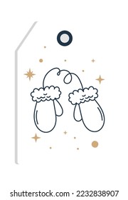 Guantes de invierno cálidos iconos planos etiquetas de Navidad