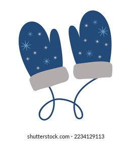 Guantes y mitones de invierno cálidos. Guantes de lana o de punto pulidos y coloridos para un clima frío y helado aislado sobre fondo blanco. Dibujo vectorial plano de dibujos animados