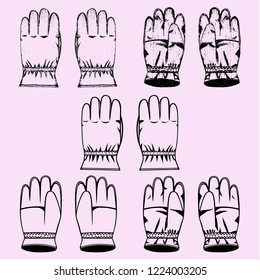 warm winter gloves vector silhouette isolated