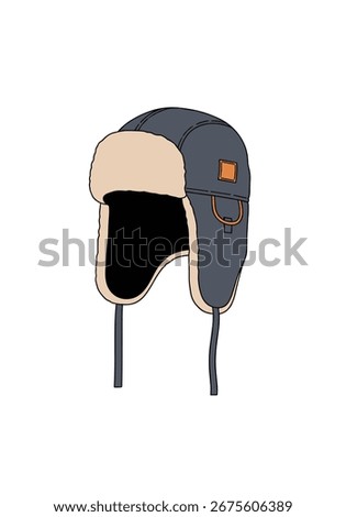 Warm winter hat with ear flaps and chin straps for cold weather outdoor activities