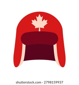 Warm winter hat featuring a maple leaf emblem, ideal for cold climates and representing Canadian pride and winter fashion.