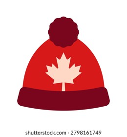 Warm winter hat featuring a maple leaf emblem, ideal for cold climates and Canadian pride, designed to keep you cozy during winter months.