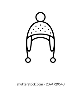 Warm winter knit cap. Christmas headwear. Pixel perfect, editable stroke icon