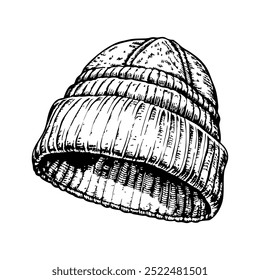 Warm winter knitted hat. On a white background