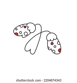 Warm winter mittens on a string. Cozy Christmas gauntlets on an isolated background, vector illustration