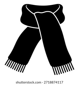 Warmer Winterschal Accessoire-Symbol im einfachen Stil. Modische Halskleidung, gemütliche Kleidung, kaltes Wetter