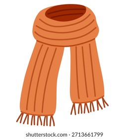 Bufanda de invierno caliente en estilo plano dibujado a mano acogedor para la moda de temporada, diseños de vacaciones e ilustraciones de invierno.