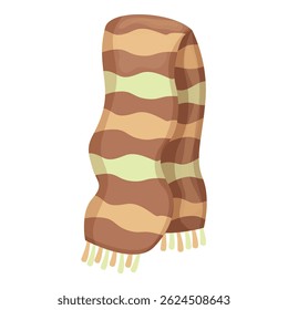 Warm winter scarf with a striped pattern is providing a cozy feel for a cold day