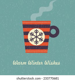 Warm Winter Wishes Card Design. Vector Illustration