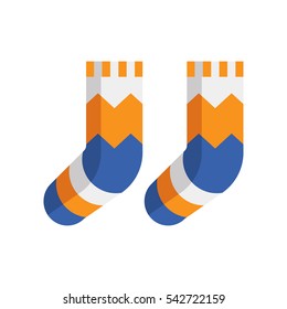 Warm winter wool socks vector icon in flat design.