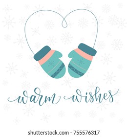 Warm Wishes card with modern calligraphic sign.