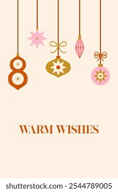 Warm wishes christmas greeting card. Vector illustration template