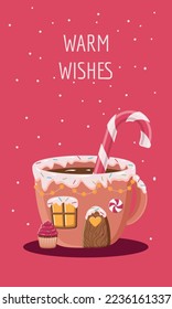 Warm wishes postcard cup cookies