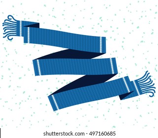 Warm woolen scarf. Vector flat illustration. Web banners, advertisements, brochures, business templates. Isolated on white background.