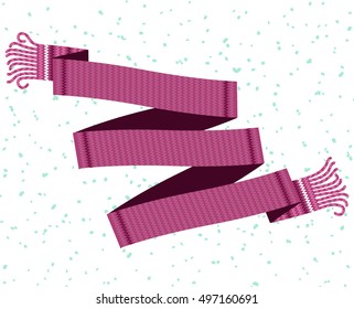 Warm woolen scarf. Vector flat illustration. Web banners, advertisements, brochures, business templates. Isolated on white background.