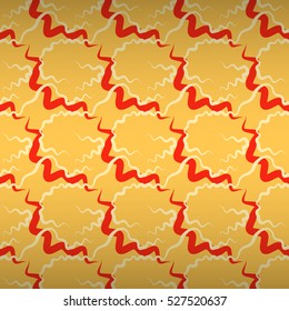 Warm yellow geometrical seamless pattern background in labyrinth style. Actual texture. Complicated medley repeatable backdrop. Vivid, symmetrical design for banner, carpet, textile or other purpose.