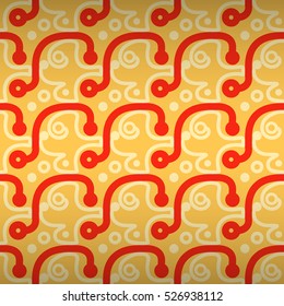 Warm yellow ornamental seamless pattern background in strange style. Plain mosaic repeatable backdrop. Modern design. Vivid, symmetrical design for web, curtain, banner or other purpose.