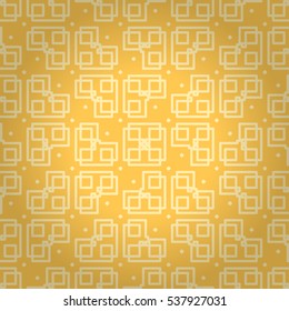 Warm yellow ornamental seamless pattern in greek style. Vector background. Clean puzzle repeatable backdrop.