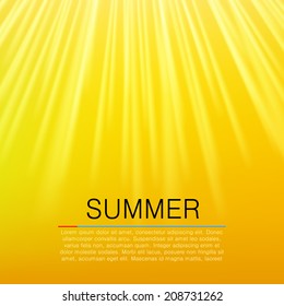Warm yellow sun beam. Summer concept. Vector illustration