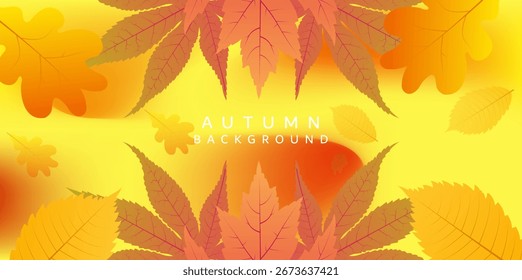 El cálido fondo amarillo-naranja representa claramente el otoño. Varias hojas se dispersan por todo el marco, enfatizando el equilibrio y la calidez de la temporada.