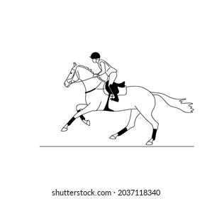 Warmblood horse with athlete on the Equestrian eventing competition