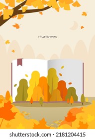 a warm-colored autumn season background illustration 