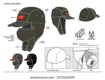 Warmer Caps Mask Design Mockup Vector