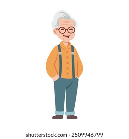 Warmhearted Grandpa Vector Illustration for Family and Generational Designs