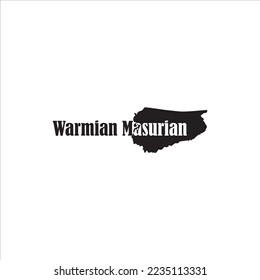 Warmian Masurian map and black lettering design on a white background