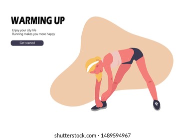 Warming up before marathon - a concept illustration of runner