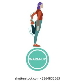 Warming up before running. The girl goes in for sports. Vector illustration