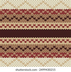 Warming Color Knitting Pattern. Geometric Vector Illustration Background for Textile Print Design.